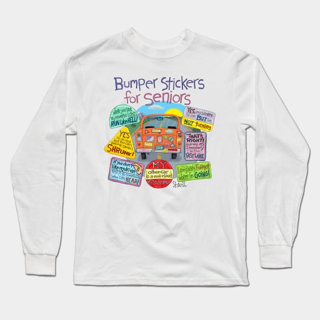 Bumper Stickers for Seniors Long Sleeve T-Shirt by macccc8